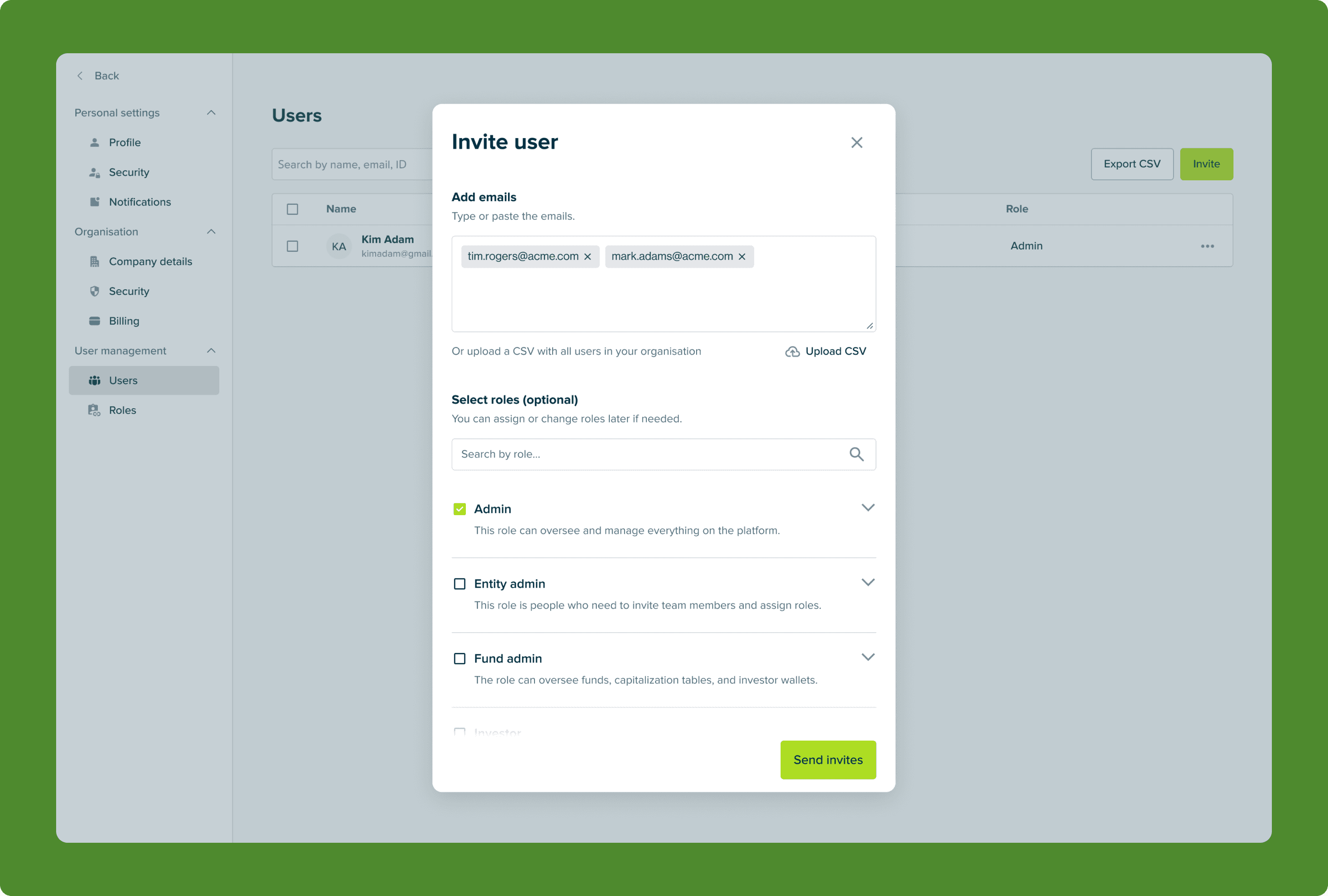 Corporate accounts invite-user flow