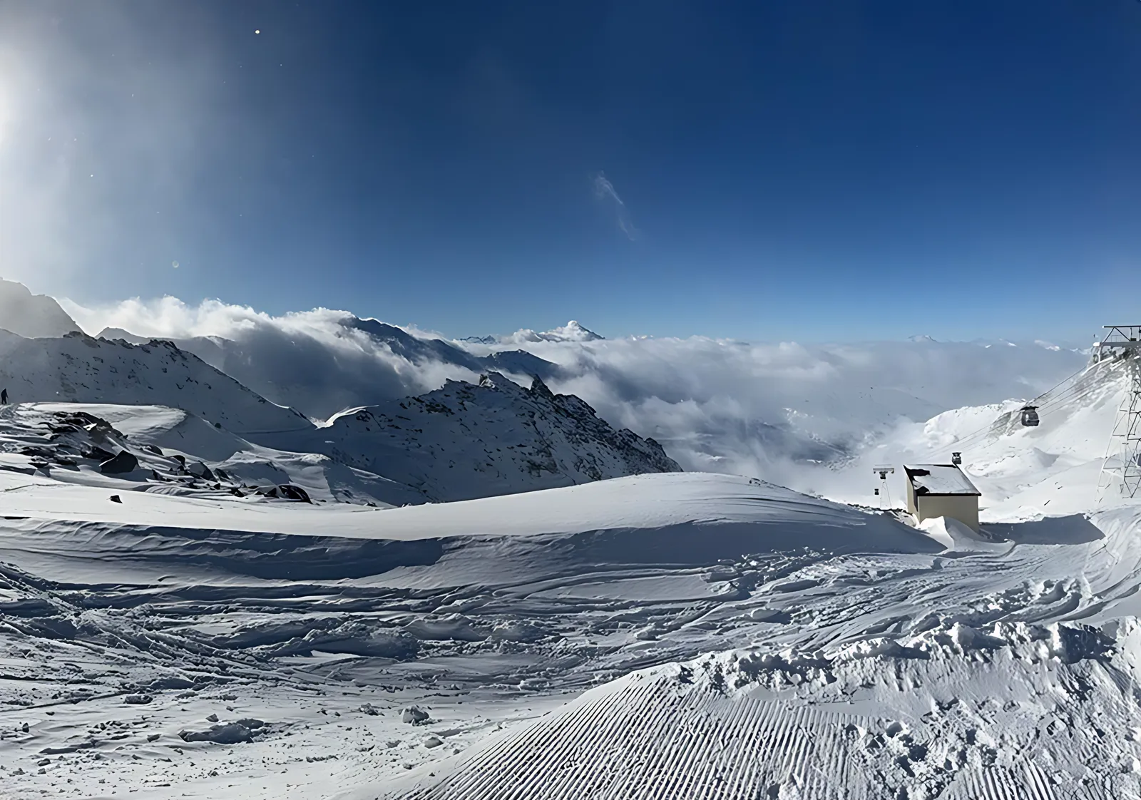 Snowboarding at Val Thorens — snow-covered alpine slopes